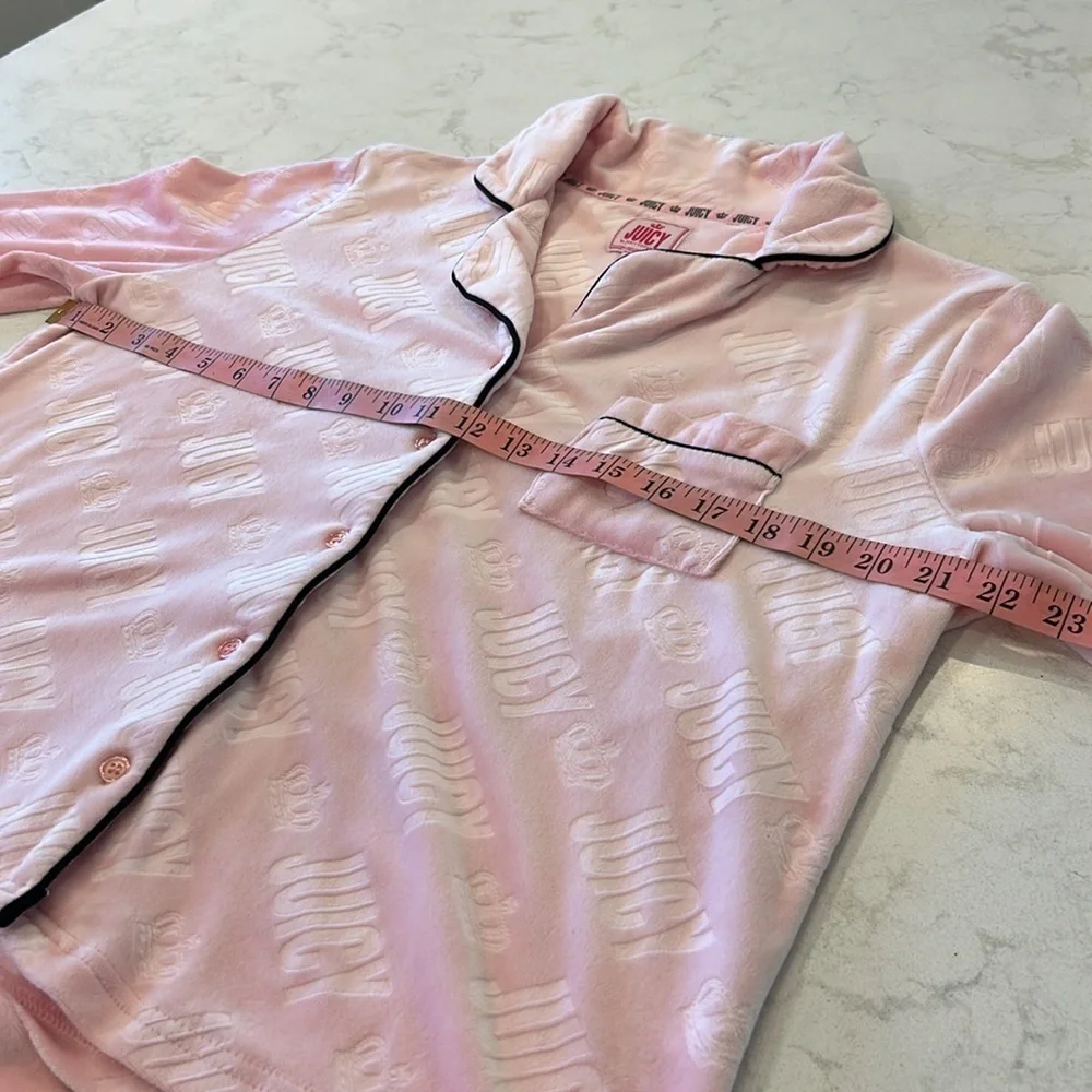 Juicy Couture Pink Polyester Button Down Blend Pajama Set Women’s Large